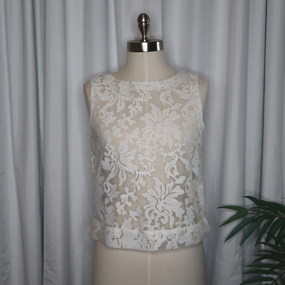 Banana Republic Lace Sheer Sleeveless Top